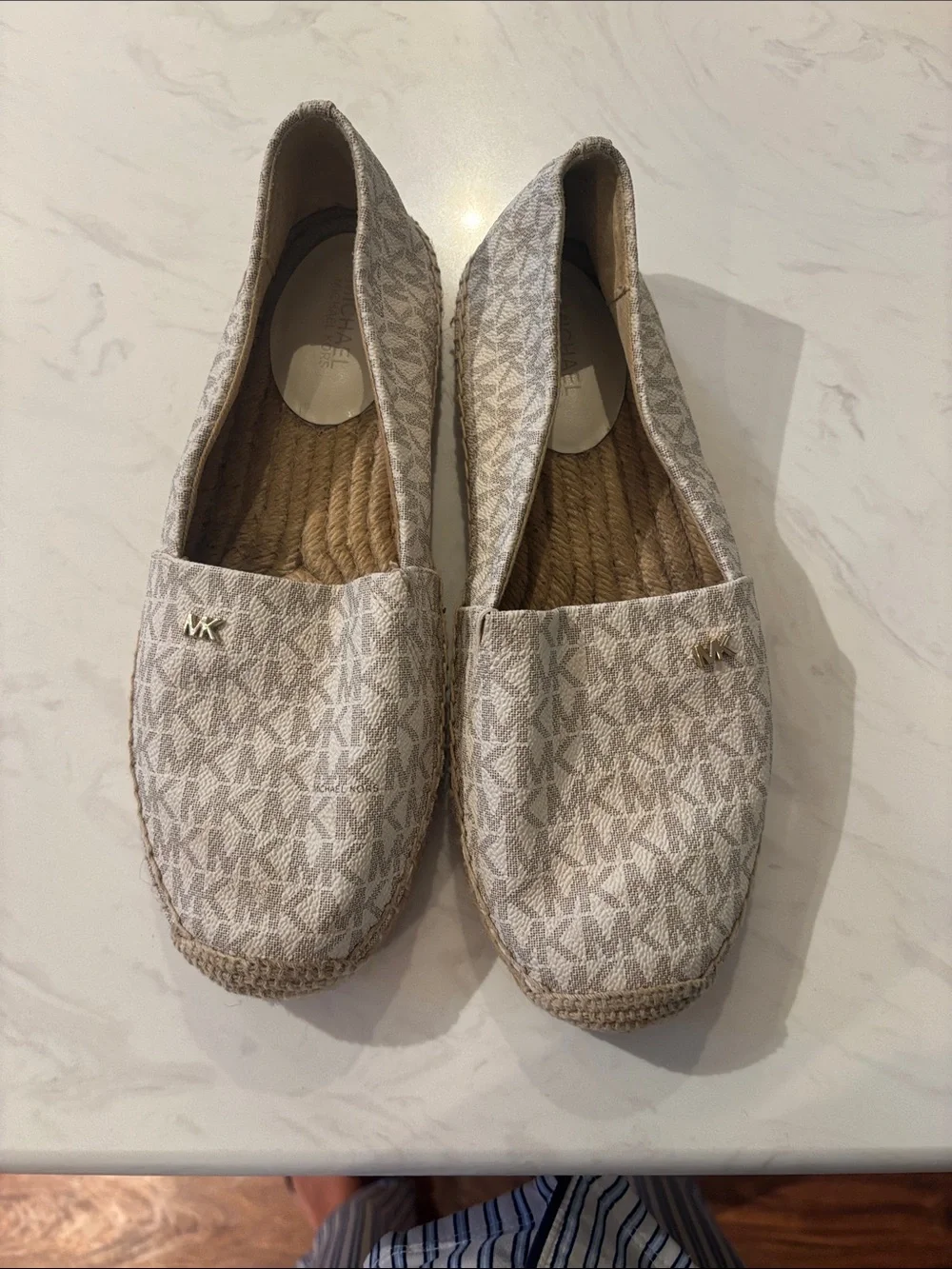 Michael Kors Women's Beige Logo Espadrille Flats